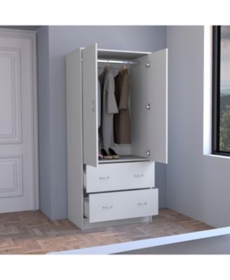 Taly 2Doors 2Drawers Armoire 70.9inch High Laminated Particle Board Bedroom Storage Cabinet Organizer