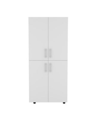 4 Door Armoire 70.8inch High with Melamine Finish Multiple Shelves and Compartments for Bedroom Storage Organizer