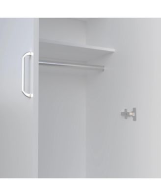 Armoire with 2 Doors Hanging Rod and 2 Upper Shelves 70.9inch High Bedroom Storage Organizer