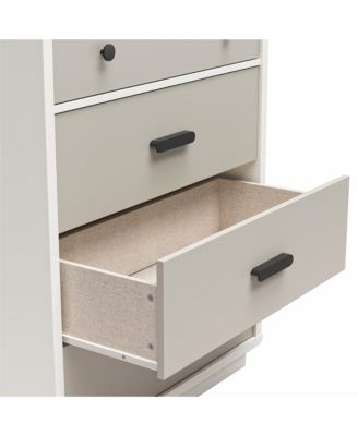 Modern 5 Drawer Valencia Tall Dresser Two Tone Finish with Matte Handles for Urban Bedroom