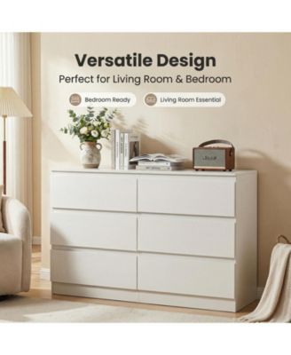 6 Drawer Transitional Dresser Rolling Cabinet for Bedroom Home Furniture With Spacious Drawers Easy Assembly.