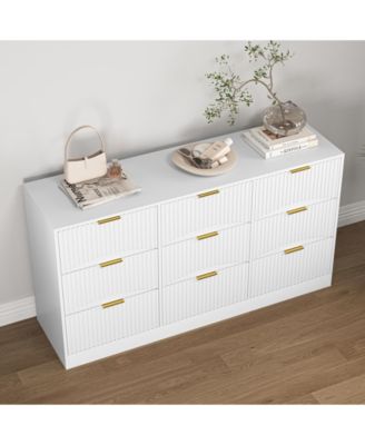 Large 9 Drawer Dresser 63-Inch-Wide Wood with Handles for Bedroom Storage