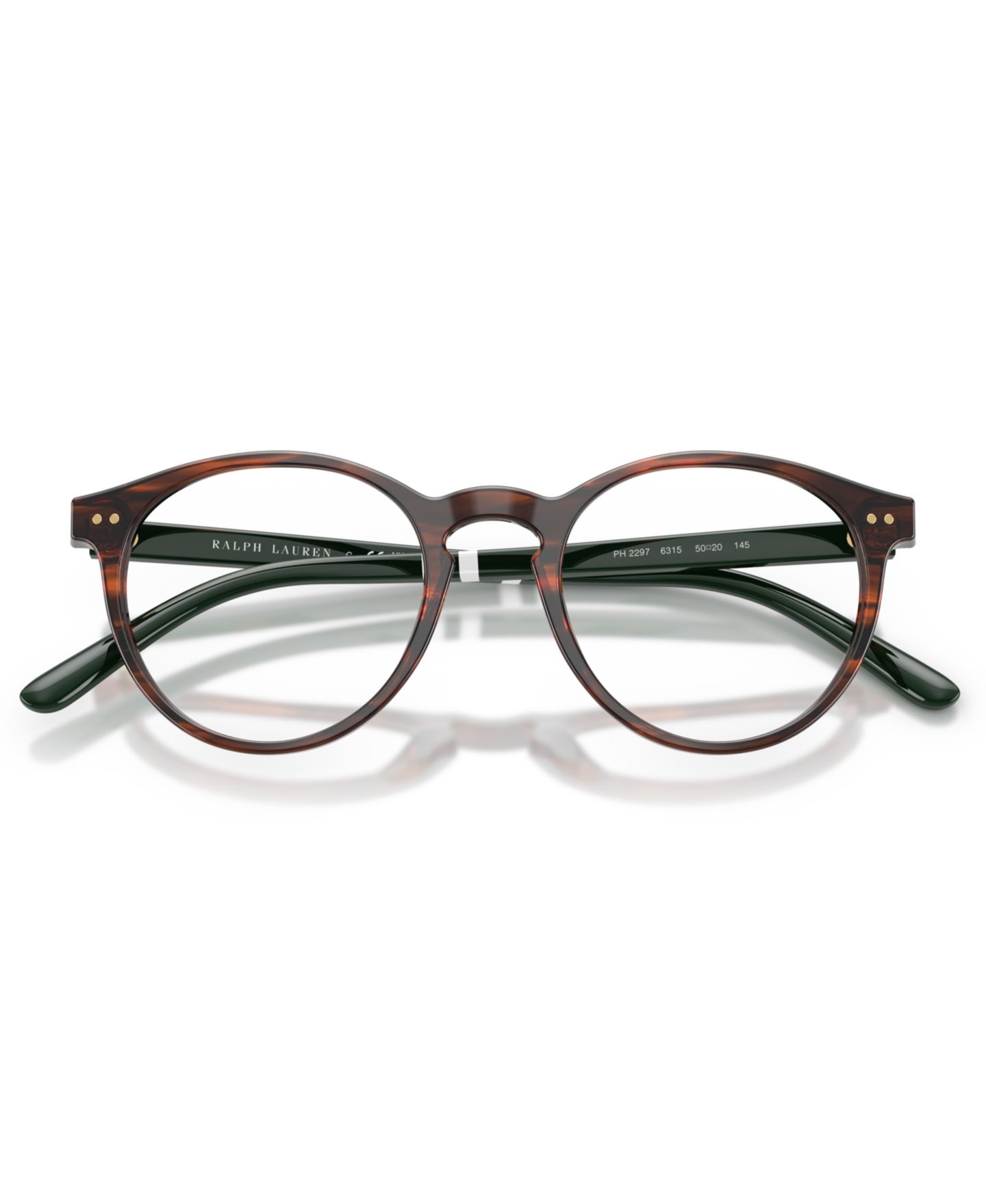 Мужские очки Polo Ralph Lauren Man Round Plastic PH2297 Eyeglasses, цвет: Блестящий полосатый коричневый — фото 3