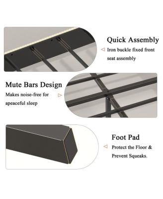 Metal Platform Bed Beige Charging Station 2 USB Ports Noise Free No Box Spring Needed