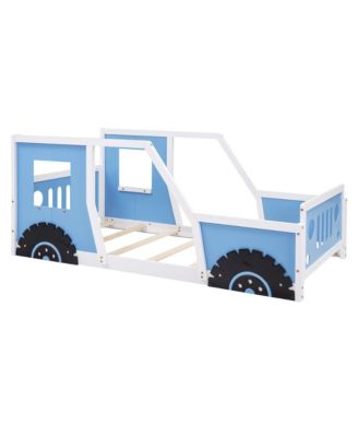 Classic Car Shaped Platform Bed Wheels Pine Wood MDF Frame