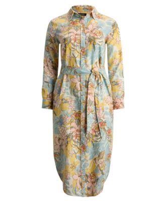 Plus Size Floral Linen Shirtdress
