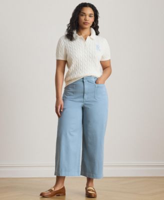 Plus Size Stretch Chino Wide-Leg Cropped Pant