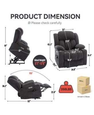 Recliner Chair with 8-Point Vibration Massage and Lumbar Heating, USB and Type-C Ports, Stainless Steel Cup Holders