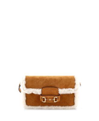 Mini Horsebit 1955 Shoulder Bag Suede with Shearling