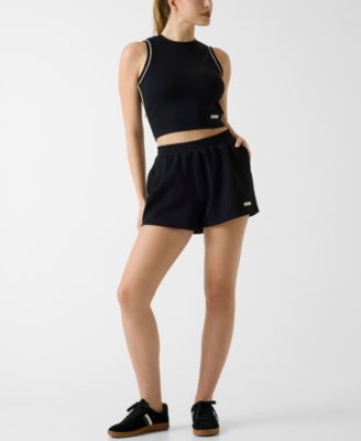 Women's Clara Round Neck Sleeveless Crop Top and Clara Relaxed-Fit High-Rise Shorts
