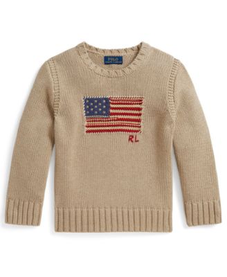 Boys' 2-7 Contrast Trim Iconic Flag Sweater