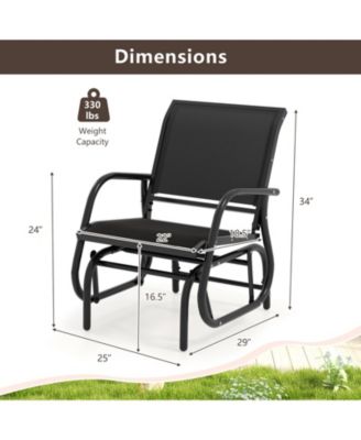 Rocking Chair w/ Study Metal Frame Comfortable Single Glider Patio Chair