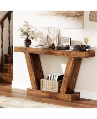 63" Long Console Table, Wooden Sofa Narrow Entryway Table for Hallway, Behind The Couch, Accent Table for Living Room