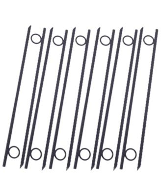12pcs 3 Eighths x 18 Inch Steel Rebar Stakes with 1 Inch Loops Heavy Duty Angled Ends Ground Stakes for Tents Canopies Campsites
