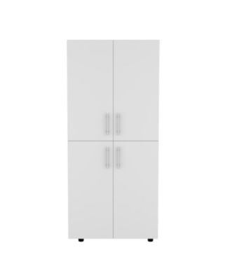Hazel Armoire Melamine with Two Doors Four Shelves and Two Clothes Hanging Bars Bedroom Storage Organizer