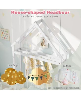 Twin House Floor Bed with House Shaped Headboard