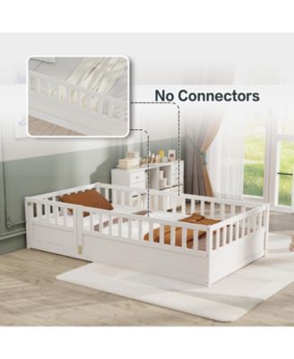 Montessori Wood Floor Bed High Security Barrier Door