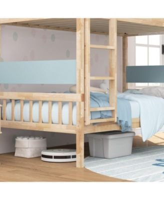 Twin Over Twin Bunk Bed with Ladder and Full Guardrails