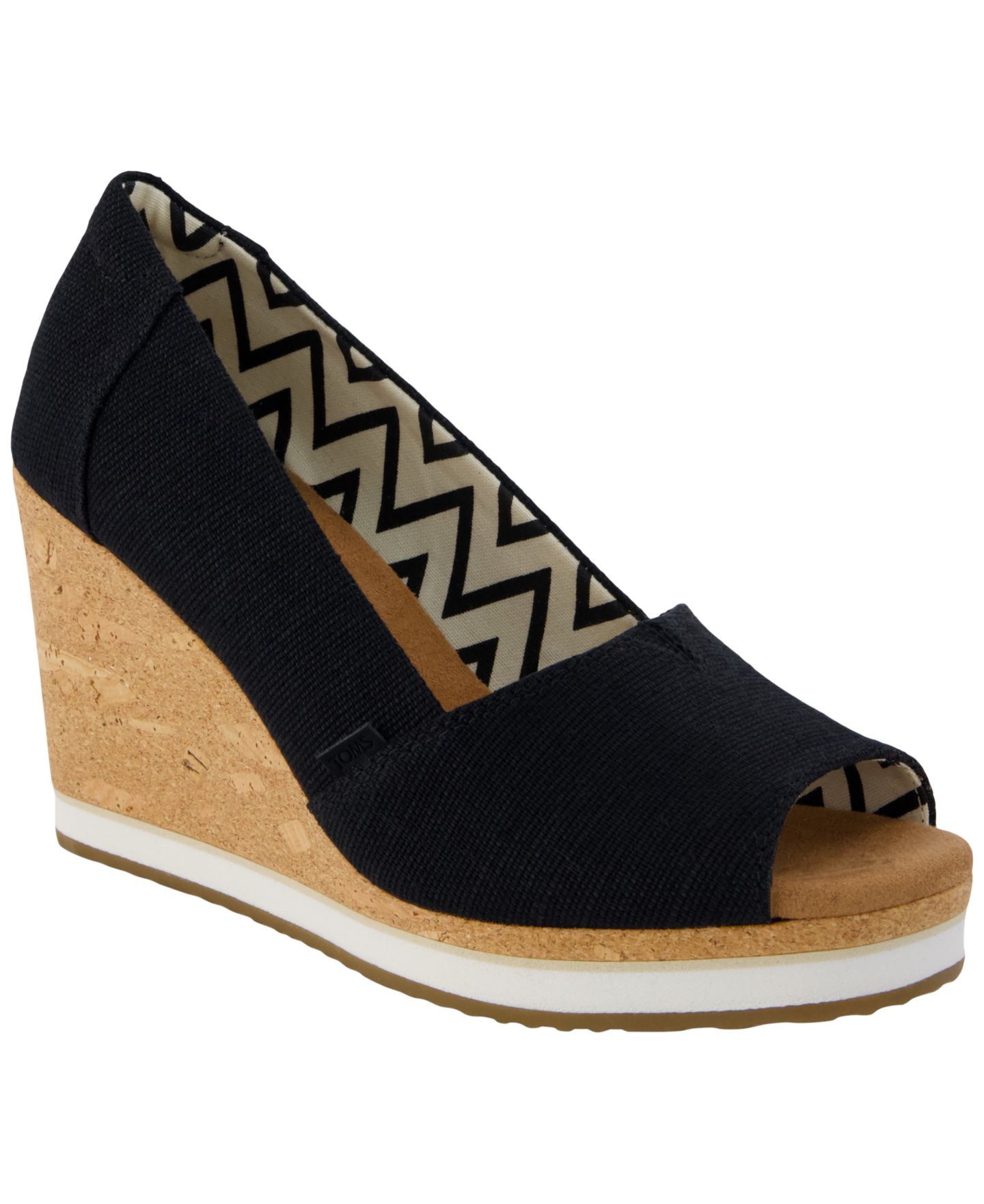 Женские сандалии TOMS Essential Slip-On Wedge, цвет: Чёрный холщовый — фото 1