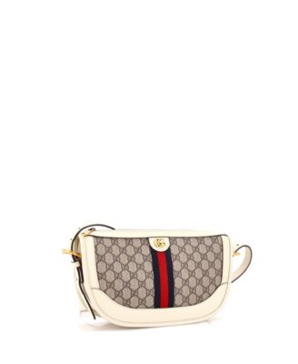 Large Ophidia Curved Zip Shoulder Bag GG Coated Canvas with Leather