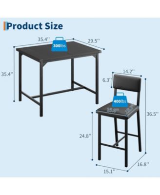 Dining Table Set for 4 W/Footrest & Backrest,  Kitchen Table Set with Corner Protector, for Small