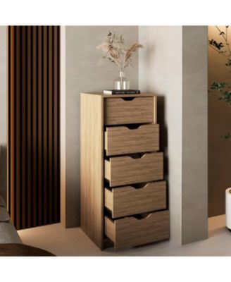 5 Drawer Rustic Natural Dresser Sturdy Cabinet for Living Room Home Furniture with Spacious Drawers Easy Assembly Durable