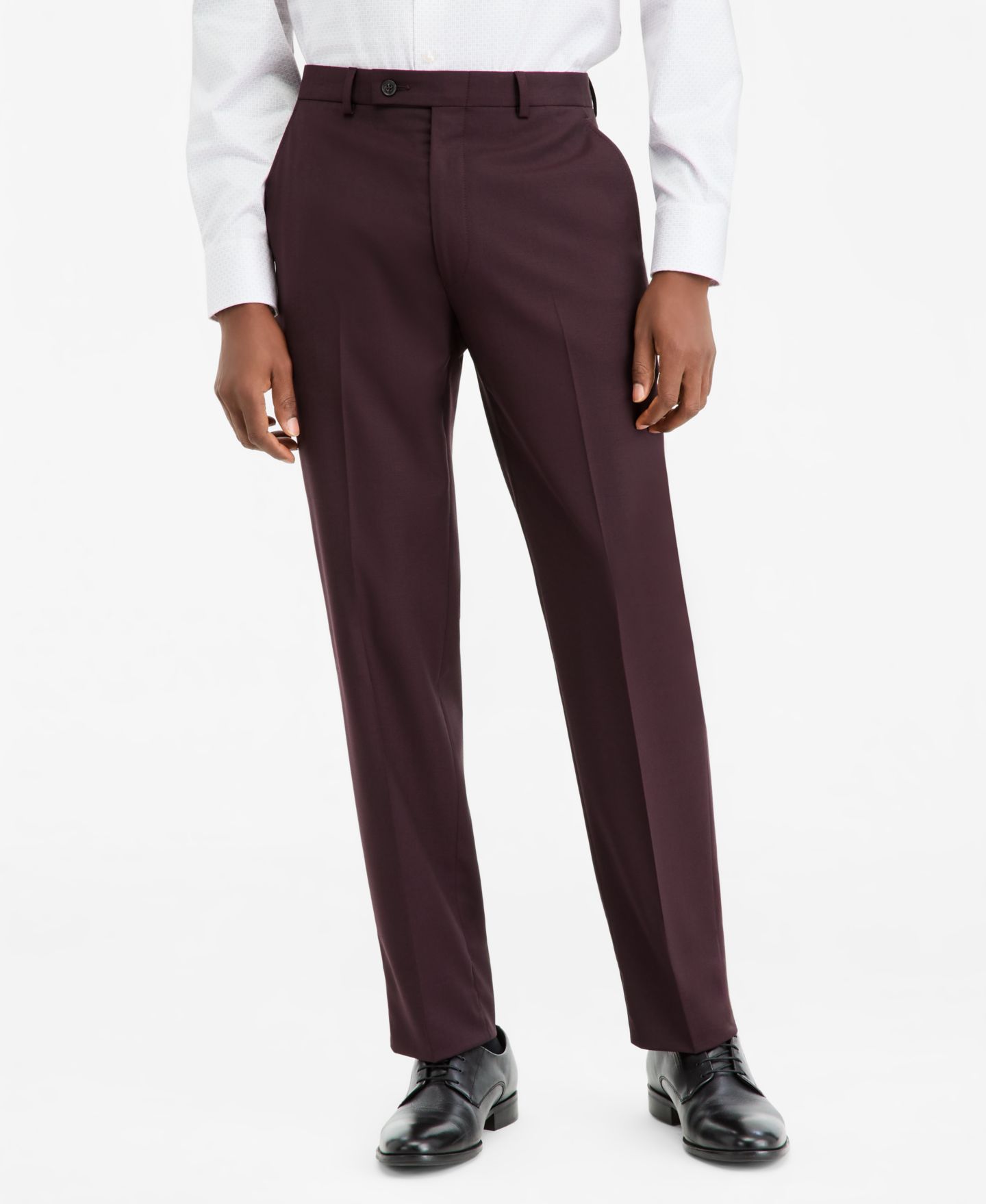 Мужские брюки Calvin Klein Slim-Fit Wool-Blend Suit, цвет: Бордовый — фото 4