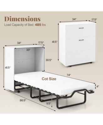 Cot Size Murphy Bed Folding Design with Lockable Wheels