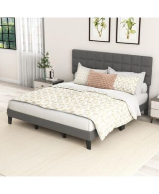 King Size Modern Linen Bed Frame with Adjustable Headboard