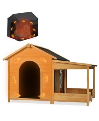 60" Large Outdoor Dog Kennel – Insulated Waterproof House with Porch, Asphalt Roof & Elevated Floor, for Medium & Large Dogs