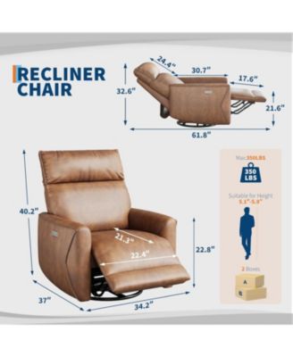 Power Recliner Chair, Swivel Rocker for Adults, Fabric Glider Recliner, USB Ports, High Back, Single Sofa