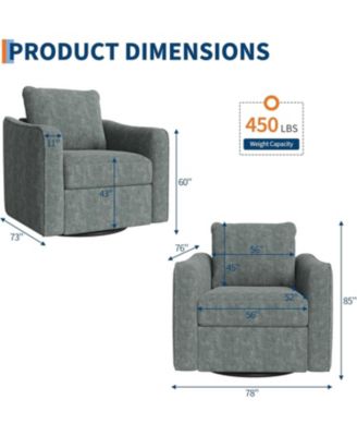 Accent Chair for Living Room, 360° Swivel, Modern Linen Armchair, Comfy Upholstered Seat, Single Sofa