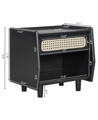 Elegant Modern Wooden Nightstand with Storage Space Finish Bedside Table for Bedroom Living Room