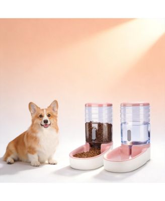 Automatic Dog Cat Feeder & Water Dispenser Set Gravity Fed Large BPA Free