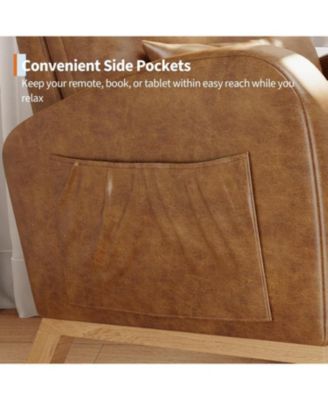 Sherpa Upholstered Rocking Chair, Adjustable Recliner with Arm Pocket, Cozy Nursery & Living Room Chair