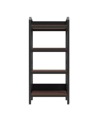 4-Level Storage Shelves - Metal and Wooden Open Shelving Unit, Adjustable Freestanding Organizer for Garage, Pantry, Living Room, 25.60''L