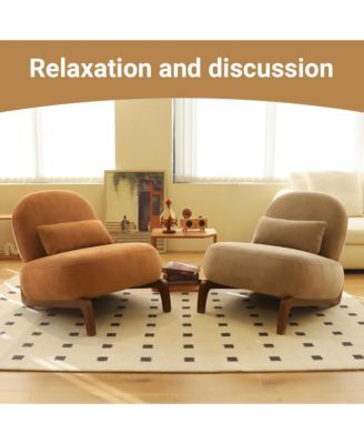 Velvet Accent Chair, Comfy Reading Chair, Cute Living Room Chair with Solid Wood Legs and Soft Cushion for Bedroom, Balcony