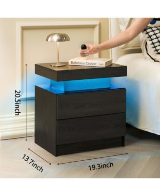 Elegant Modern Wooden Nightstand with 2 Drawers Finish Bedside Table for Bedroom Living Room