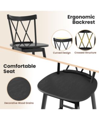 Windsor Bar Stool Set of 2 29'' Swivel Rubber Wood Dining Chairs Spacious Seat