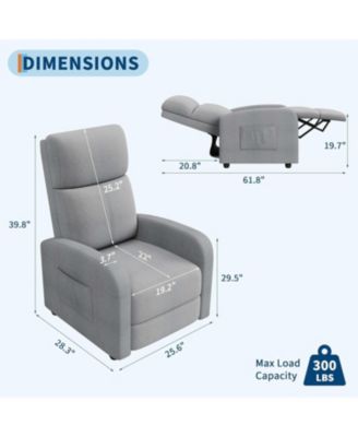 Recliner Chair for Adults, Lazy Recliner Ergonomic Adjustable Single Sofa Enhanced with Side Pocket, Tall Back, Wide Arms & Padded Seat