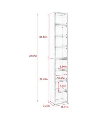 8-Tier Tall Narrow Bookshelf, Slim Storage Cabinet & Display Bookcase with Adjustable Shelves for Living Room, Office