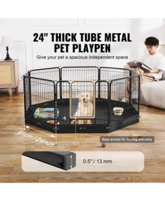 8-Panel 24" Foldable Metal Dog Playpen with Door, Bottom Pad and Storage Bag for Indoor Outdoor Use