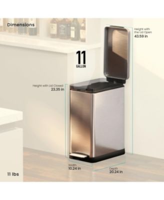 11 Gallon Kitchen Trash Can with Soft-Close Lid and Slim Stainless Steel Design