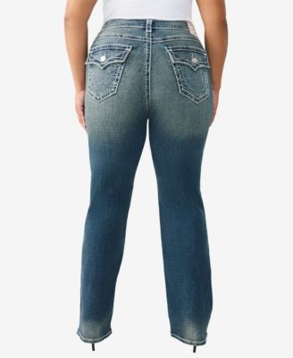Plus Size Billie Mid-Rise Straight Super T Flap Jeans