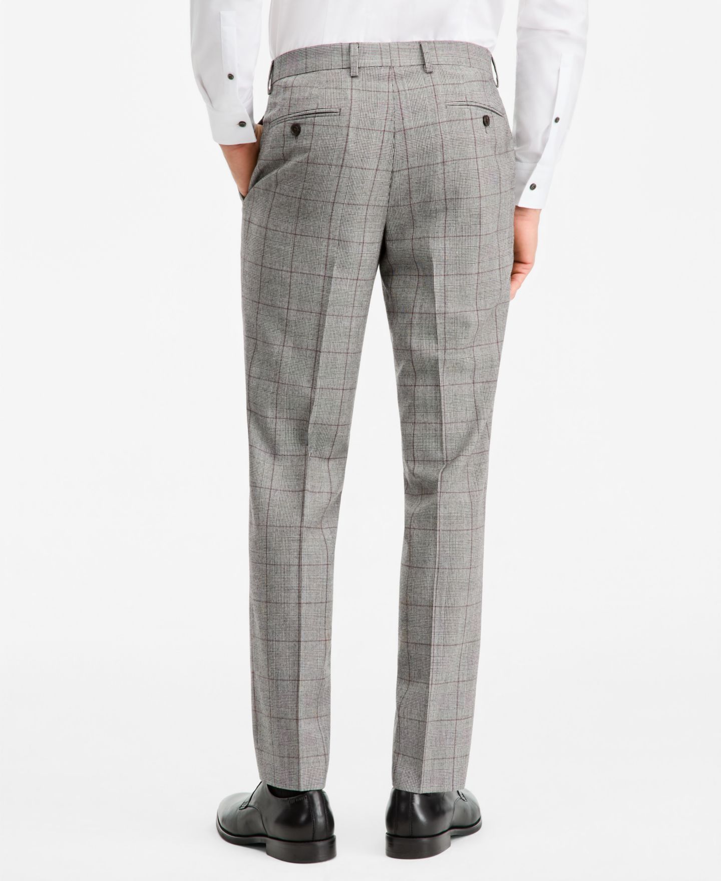 Мужские брюки Ted by Ted Baker Modern-Fit Gray & Wine Plaid Suit Separate, цвет: Серый — фото 4