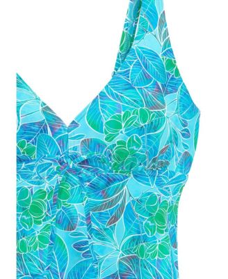 Women's Tropical Print Underwire Tankini Swimsuit Top Cup Sizing