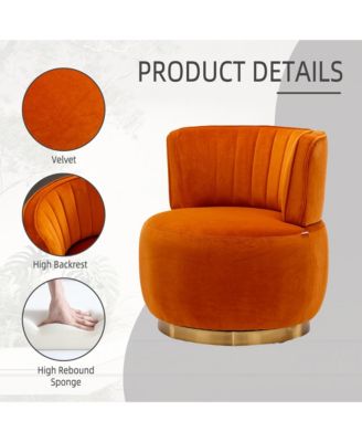 Velvet Swivel Barrel Chair - Modern Upholstered Accent Chair, Round Armchairs with Gold Base for Living Room, Bedroom