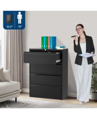 4 Drawer Lateral File Cabinet with Lock, 52"H Metal Filing Cabinet for Home Office & Business Use Legal, A4, F4 Files, 320 LB Weight