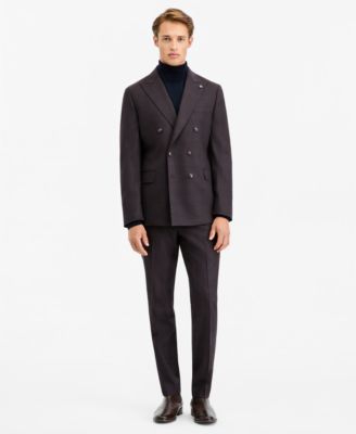 Men's Modern-Fit Burgundy Plaid Suit Separates