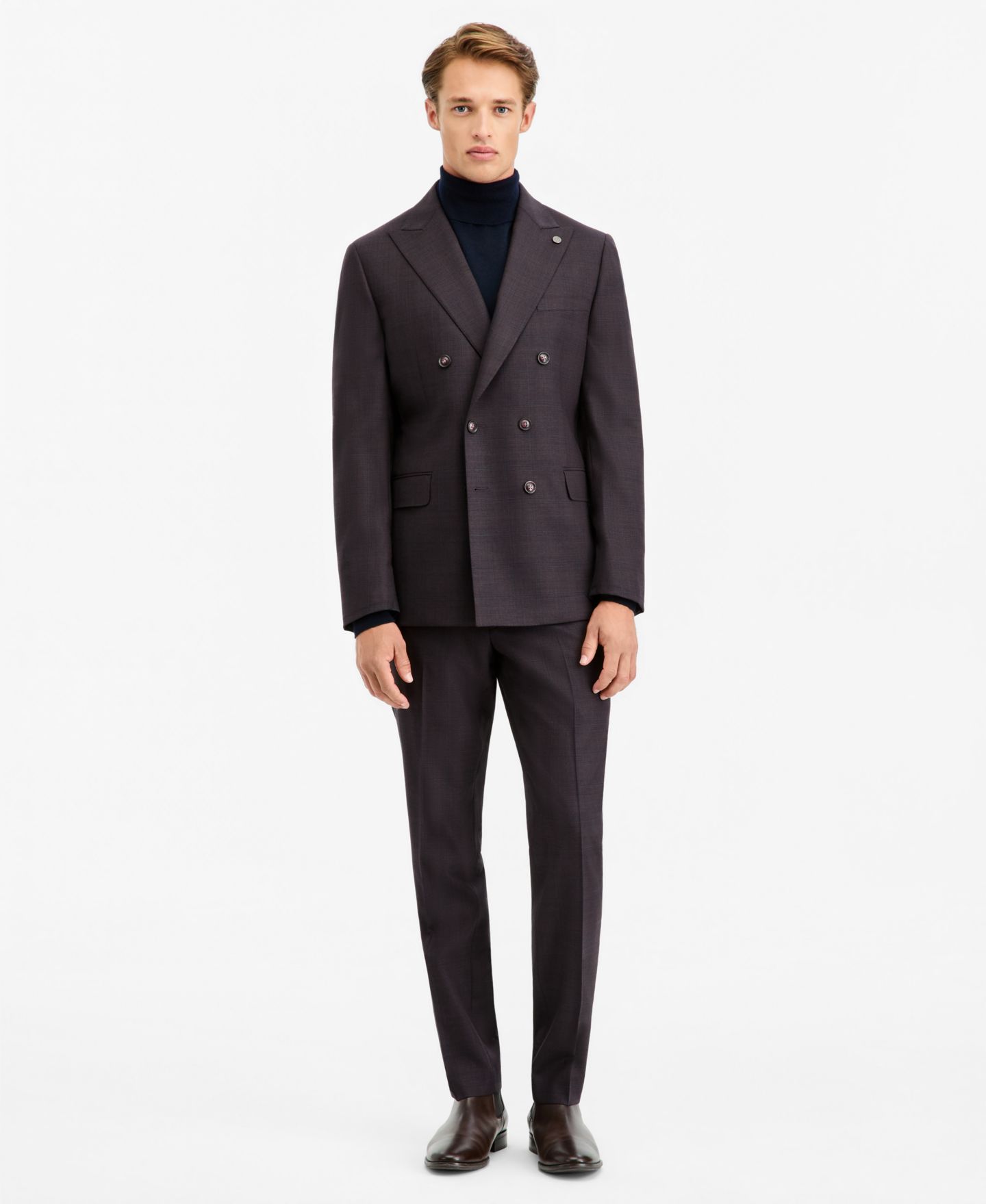 Мужские комплекты Ted Baker Modern-Fit Burgundy Plaid Suit Separates, цвет: Фиолетовый — фото 1